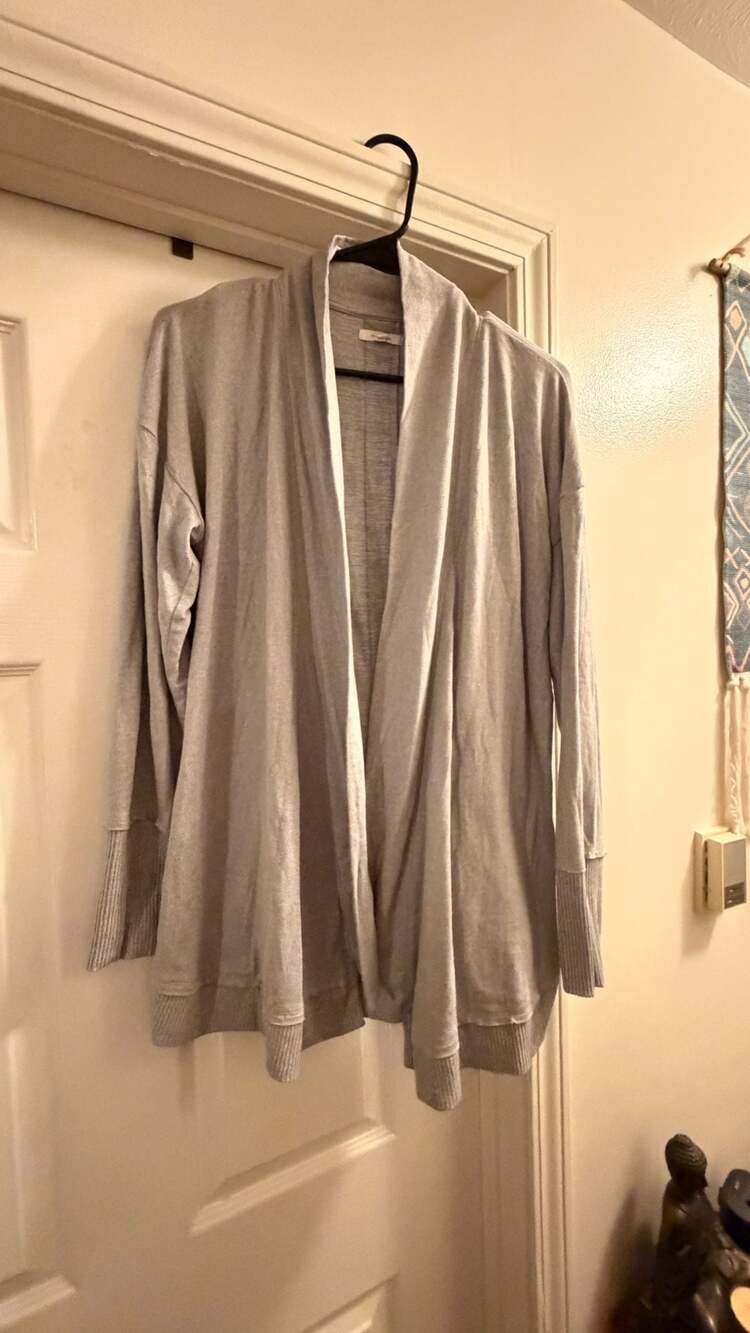 Maurices Light Grey Open-Front Lightweight Cardigan with Back Button Detail